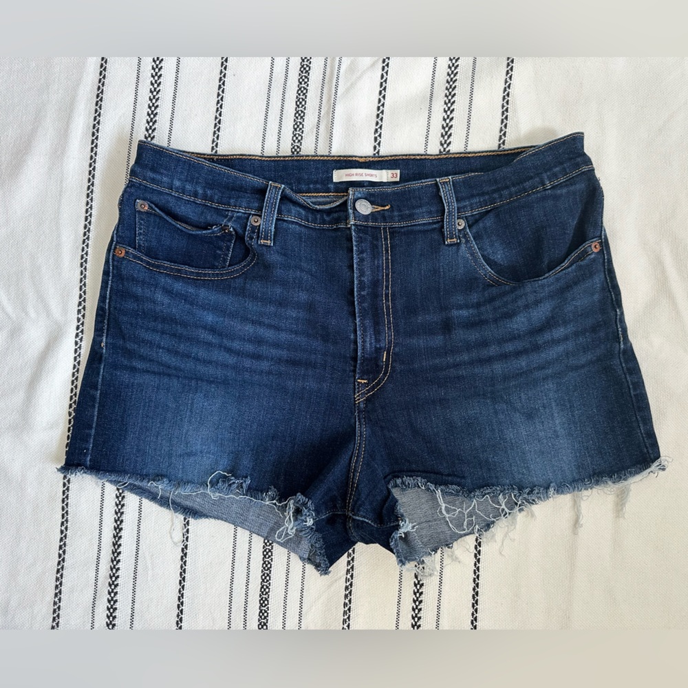 Levi's High Rise Denim Shorts - Blue - Size 33